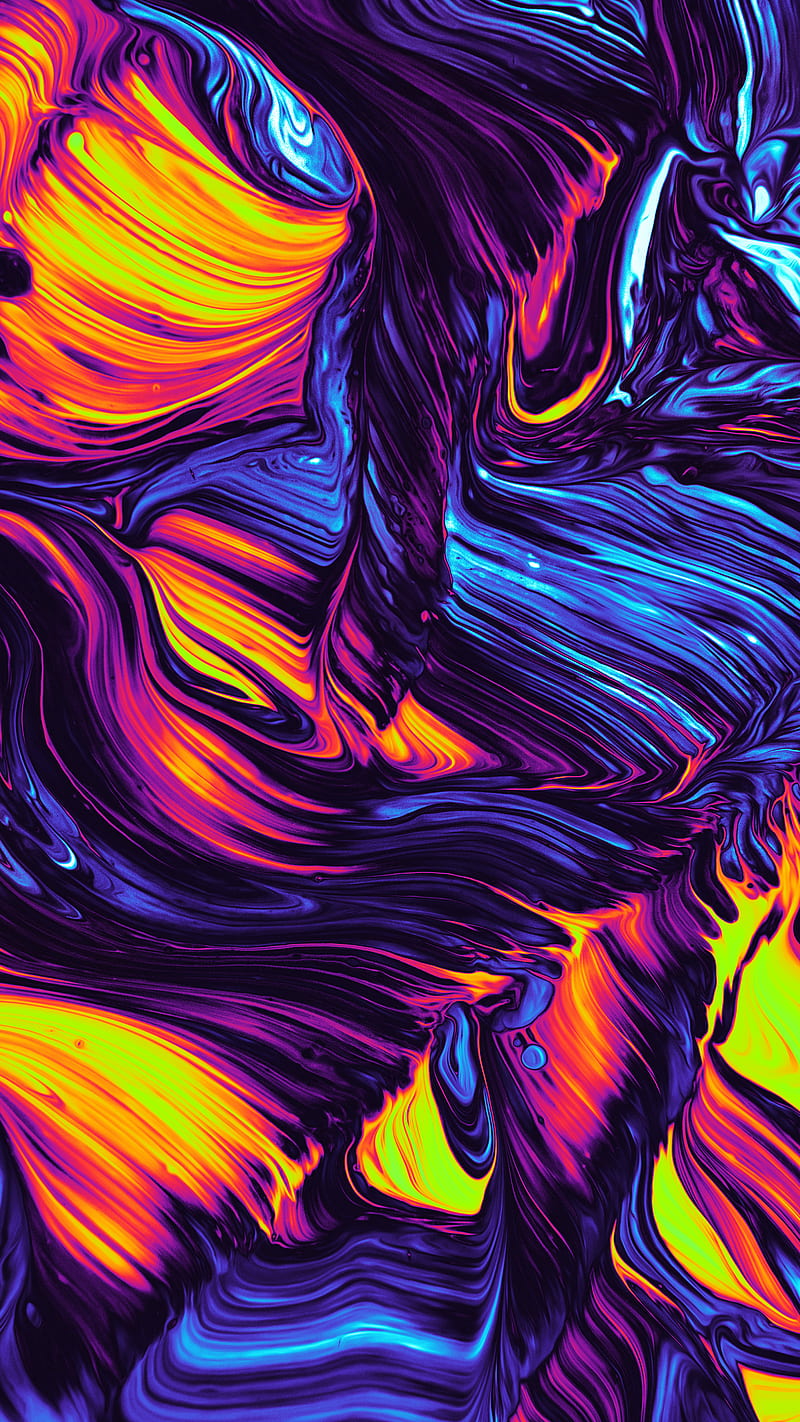 Cattails, Color, Colorful, Geoglyser, Iridescence, Orange, Purple, abstract, acrylic, blue, fluid, holographic, pink, psicodelia, texture, trippy, vaporwave, waves, yellow, HD phone wallpaper