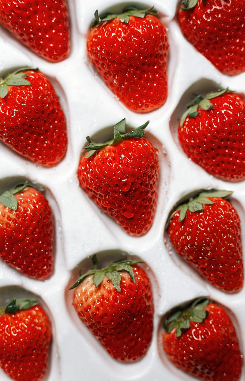 strawberries, berries, red, ripe, wet, HD phone wallpaper