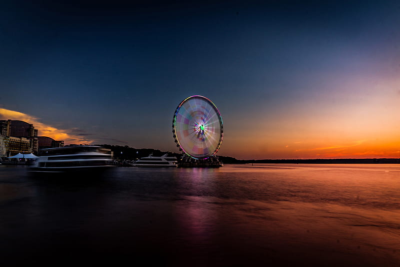Longexposure Beautiful Ferris Wheel , ferris-wheel, graphy, mood, HD wallpaper