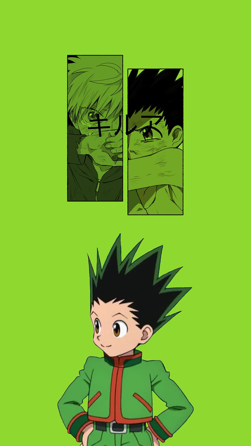 Hunter x Hunter, anime, gon, green, hunterxhunter, hunterxhunterlogo,  killua, HD phone wallpaper