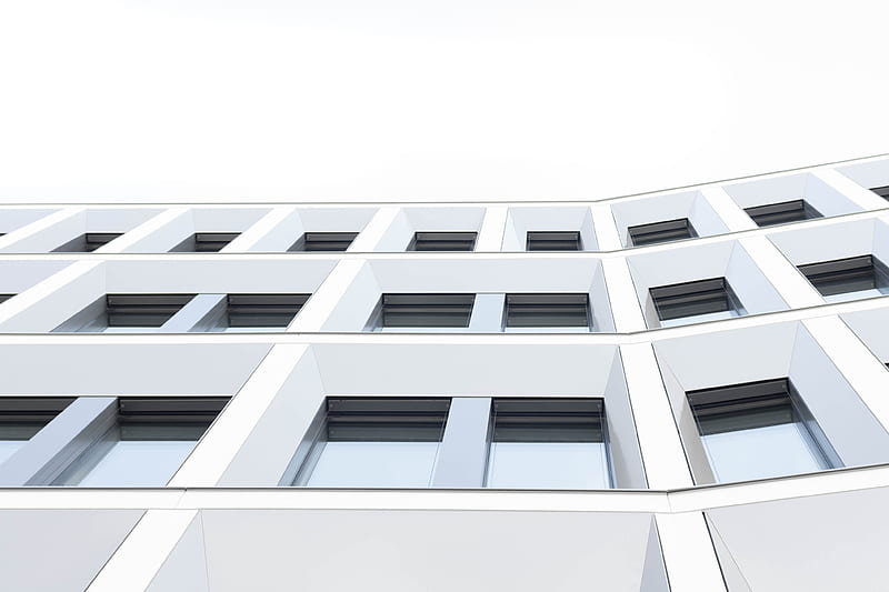 worm's eyeview of white concrete 3-storey building, HD wallpaper