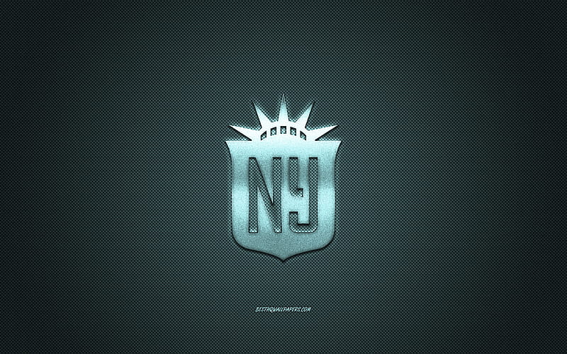 NY Gotham FC, American soccer club, NWSL, blue logo, blue carbon fiber background, National Womens Soccer League, football, North New Jersey, USA, NY Gotham FC logo, HD wallpaper
