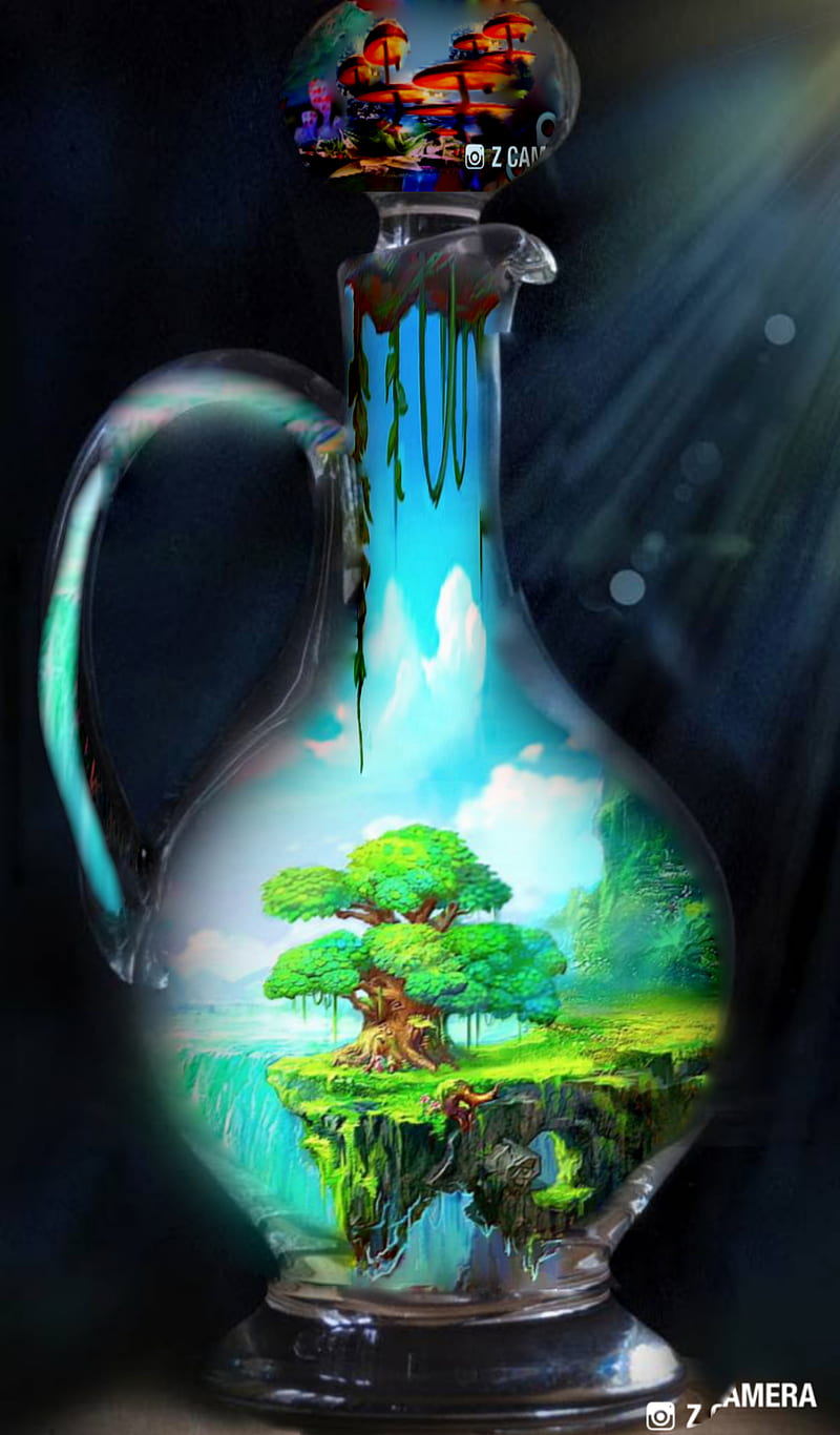 Time in a bottle, green, tree, HD phone wallpaper