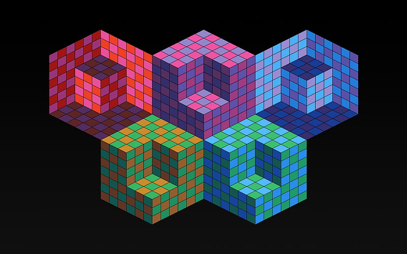 Visual Phenomena, Illusions, Mind, Optical, Teasers, 3D, Cubes, Abstract, Squares, Hexagons, HD wallpaper