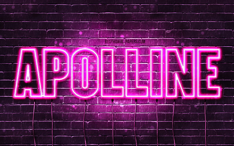Apolline with names, female names, Apolline name, purple neon lights, Happy Birtay Apolline, popular french female names, with Apolline name, HD wallpaper