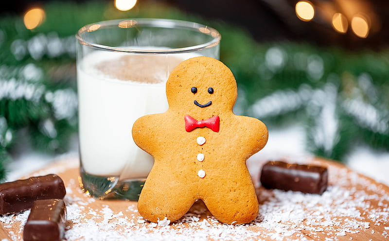 Cookie and Milk for Santa Ultra, Holidays, Christmas, Happy, Cookie, Milk, Chocolate, December, Festive, Holiday, Sweet, Food, Gingerbread, homemade, newyear, HD wallpaper