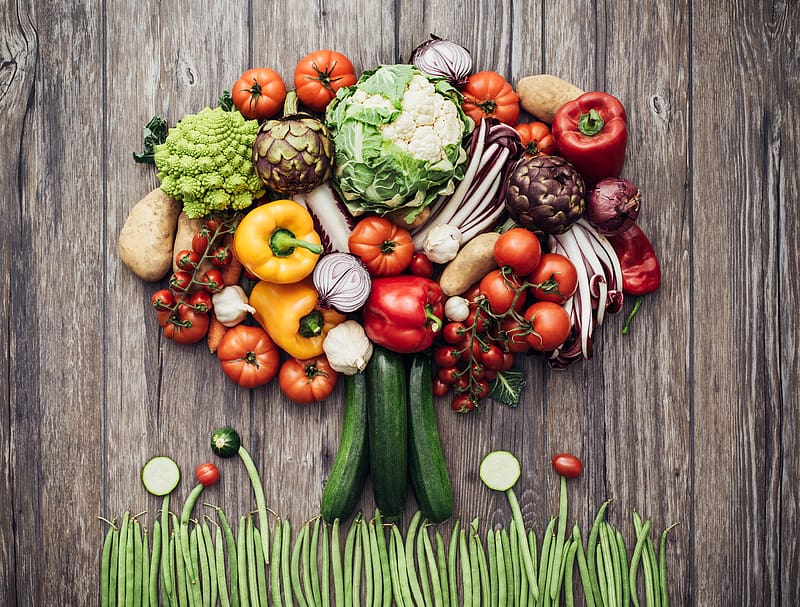 Food, Vegetables, Pepper, Cabbage, Still Life, Tree, Tomato, Garlic, Vegetable, Onion, Potato, HD wallpaper