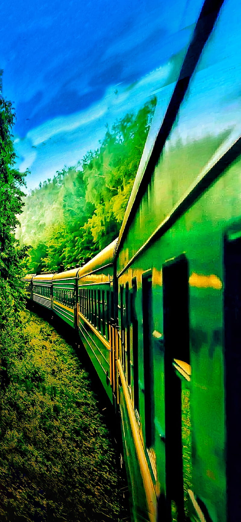 Train green, carros, city gate, golden, me, nature, new, old, pink, HD phone wallpaper