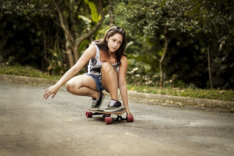 Girl on skateboard, Woman, Skateboard, Girls, Models, Brunete, HD wallpaper