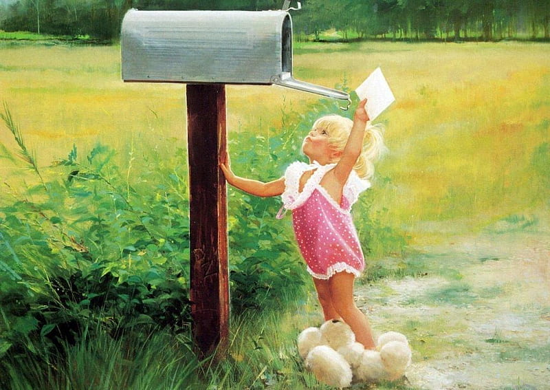 It's urgent! :), mail box, pic mail, slippers, wall, baby kid, girl child, letter, HD wallpaper