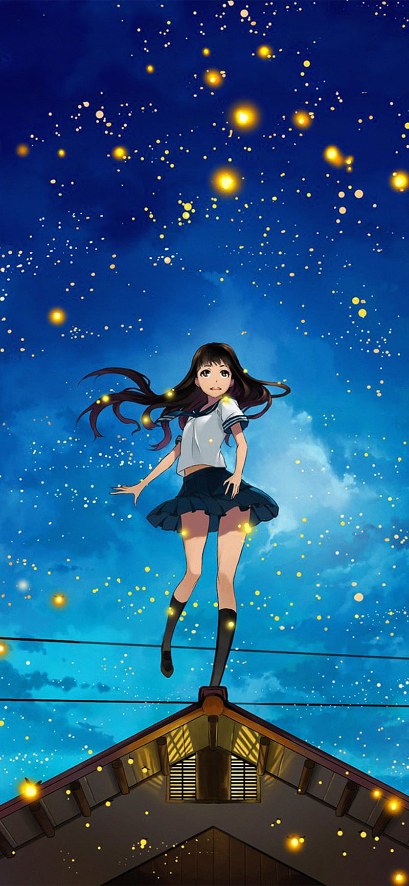 IPhone11 . girl anime star space night illustration art, 80s Aesthetic Anime,  HD phone wallpaper