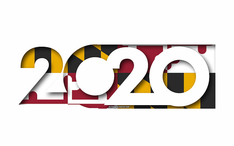 Maryland 2020, US state, Flag of Maryland, white background, Maryland, 3d art, 2020 concepts, Maryland flag, flags of american states, 2020 New Year, 2020 Maryland flag, HD wallpaper
