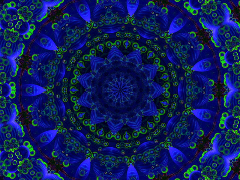 Beautiful Blue, round, circular, blue, fractal, HD wallpaper