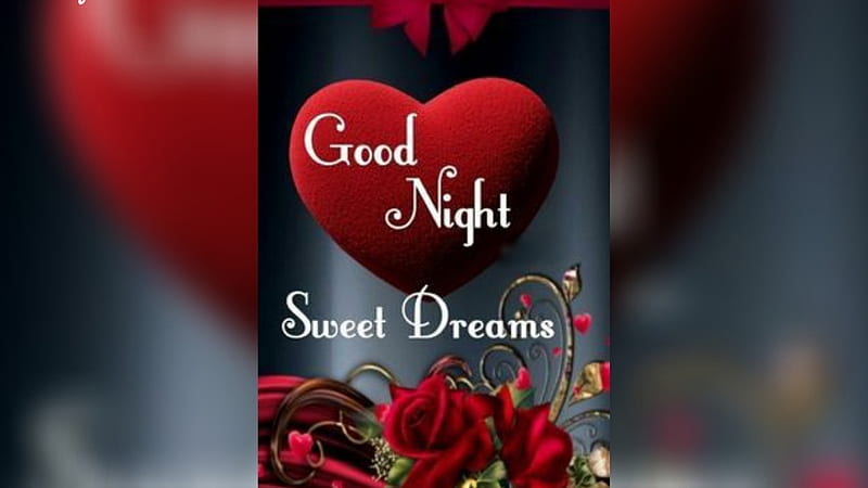Good Night Sweet Dreams Red Heart Rose Flowers Good Night, HD wallpaper |  Peakpx