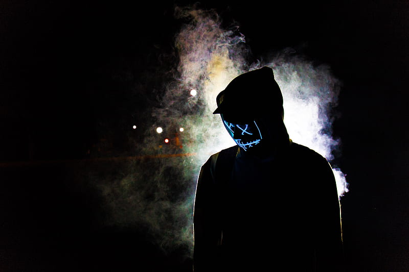 Backlit Mask Hoodie Guy , mask, silhouette, smoke, graphy, hoodie, HD wallpaper