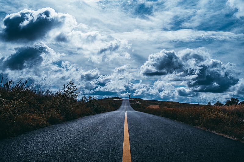 road, marking, distance, sky, HD wallpaper