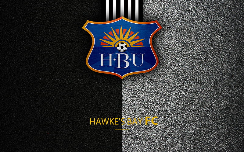 Hawkes Bay United FC New Zealand Football Club, logo, emblem, ISPS Handa Premiership, leather texture, Napier, New Zealand, NZFC, OFC, Oceania, HD wallpaper