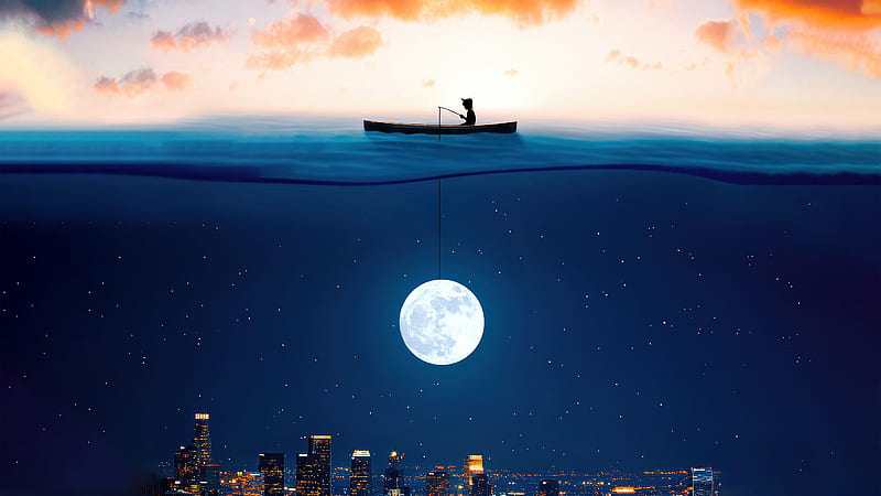 Catching The Moon In Ocean, HD wallpaper