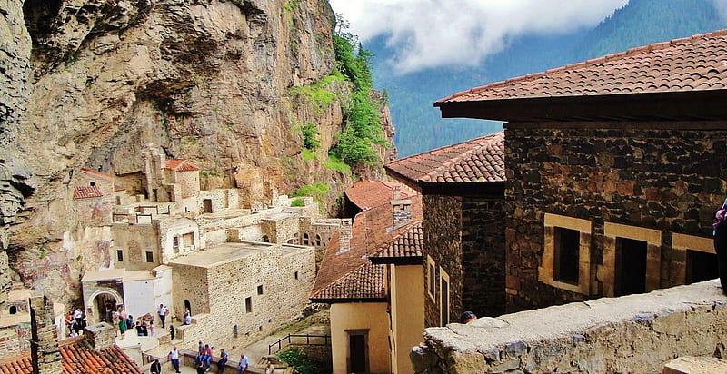 sumela monastery turkey, mountain, church, construction, the frescoes, HD wallpaper