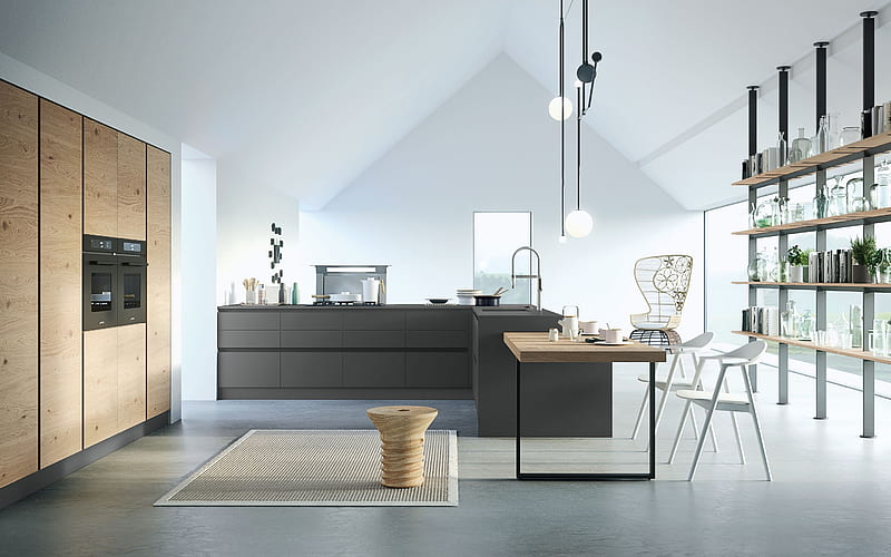 modern design for the kitchen, modern, minimalism, modern interior, kitchen, HD wallpaper
