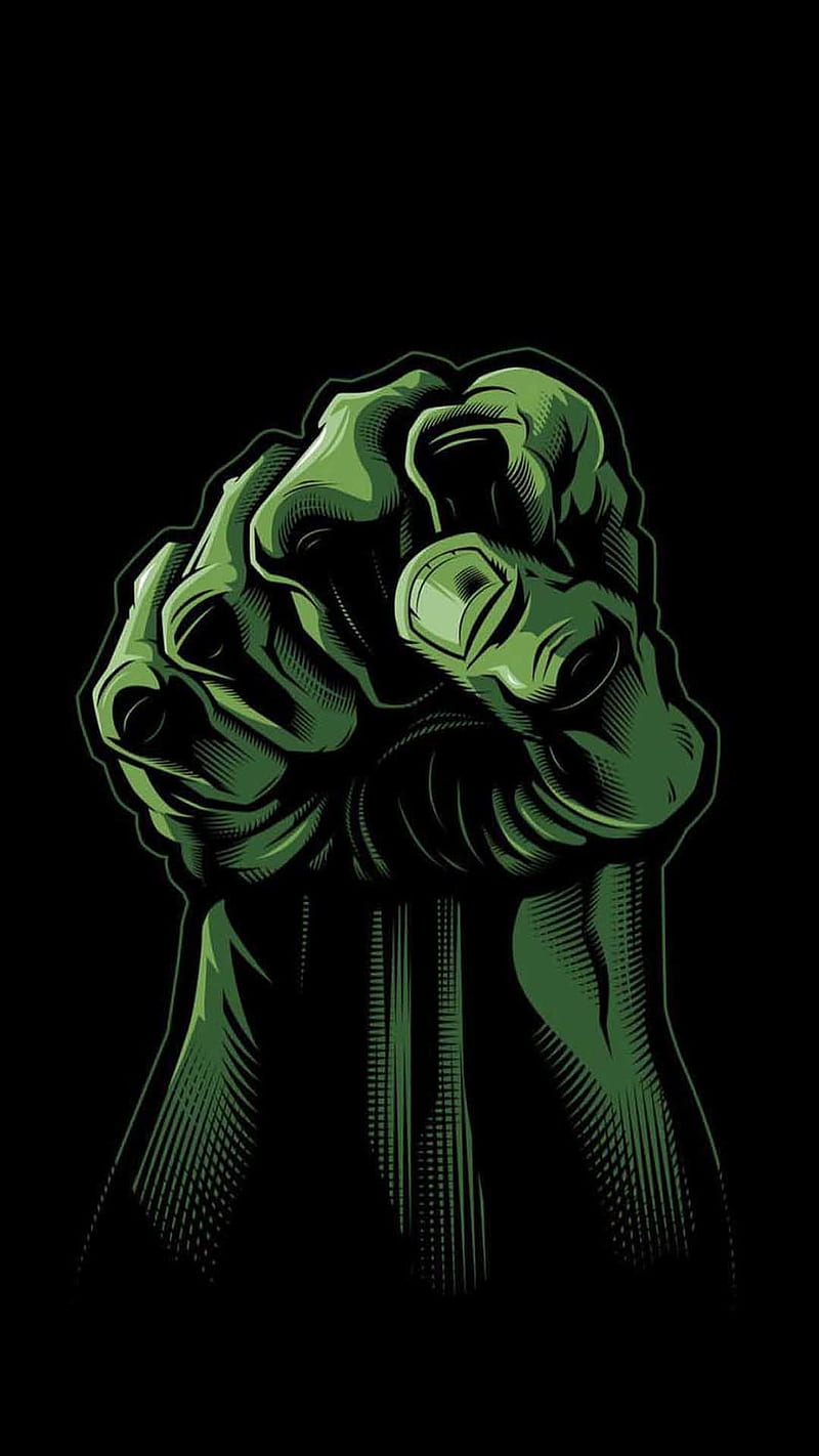 hulk, green, black background, fist, HD phone wallpaper
