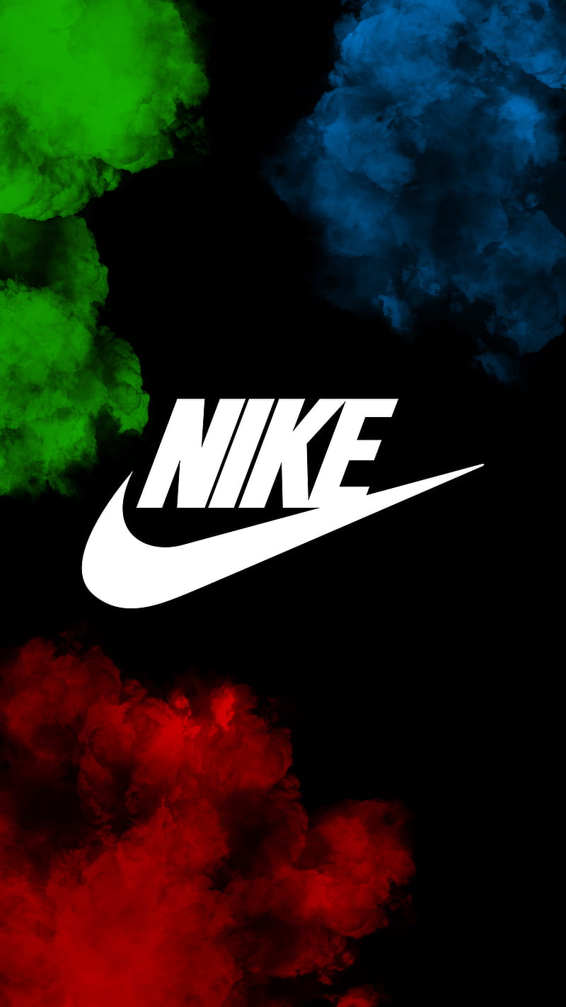 Nike Smoke, blue, colorful, crazy, explosion, green, logo, red, rgb, HD phone wallpaper