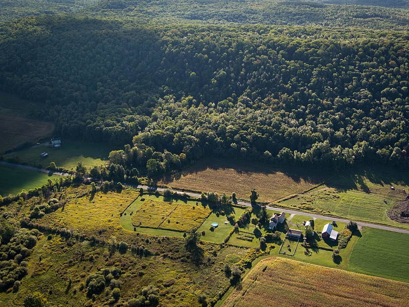 Aerial View of Connecticut Hill Wildlife Management Upstate New York, Fields, Trails, Crops, Forest, Ranches, Sparse, Farms, Mountains, Landscape, Clean Country Air, Colors, A Wonder, HD wallpaper