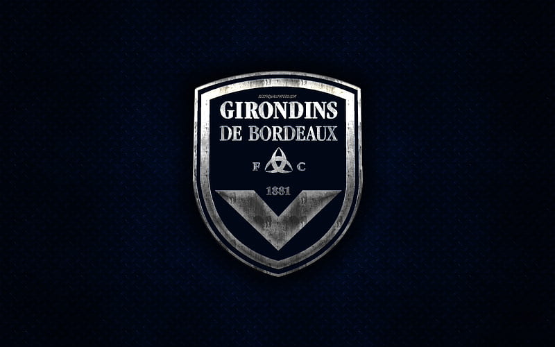 FC Girondins Bordeaux, French football club, blue metal texture, metal logo, emblem, Bordeaux, France, Ligue 1, creative art, football, HD wallpaper