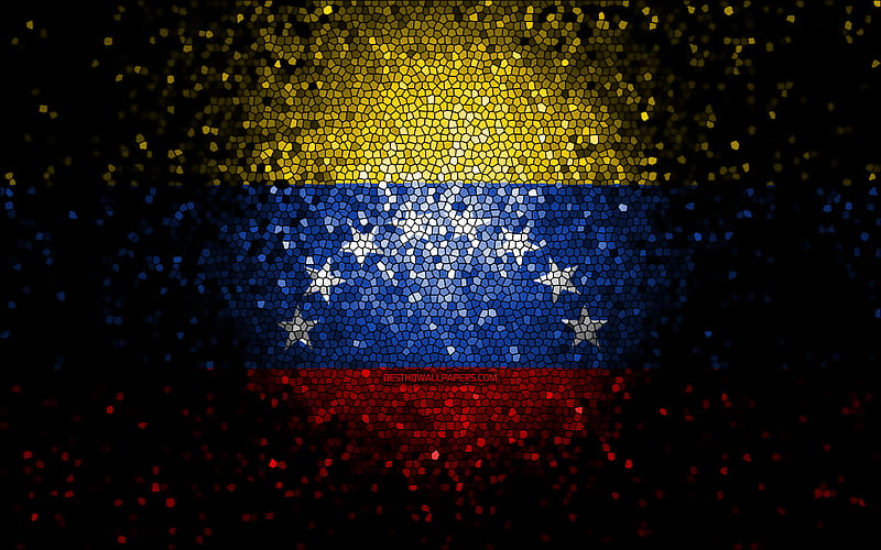 Venezuela flag, mosaic art, South American countries, Flag of Venezuela, national symbols, Venezuelan flag, artwork, South America, Venezuela, HD wallpaper