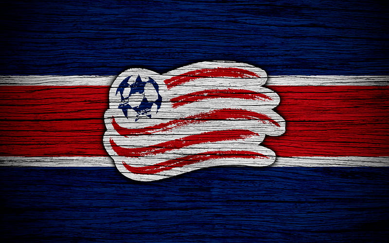 New England Revolution MLS, wooden texture, Eastern Conference, football club, USA, New England Revolution FC, soccer, logo, FC New England Revolution, HD wallpaper