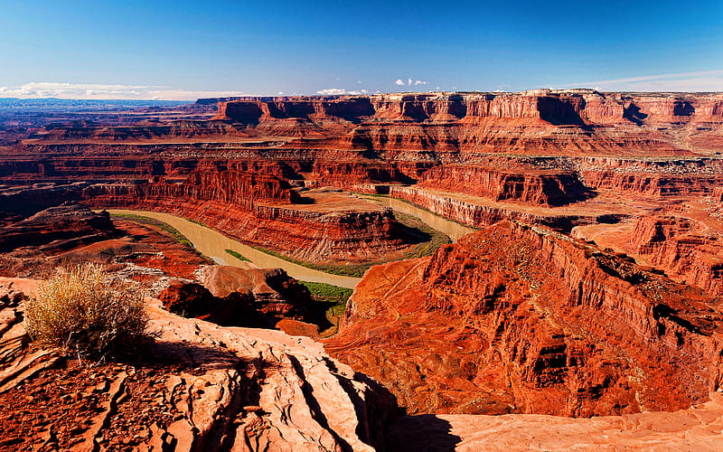 Colorado River american landmarks, desert, rocks, Canyonlands National Park, USA, beautiful nature, America, HD wallpaper