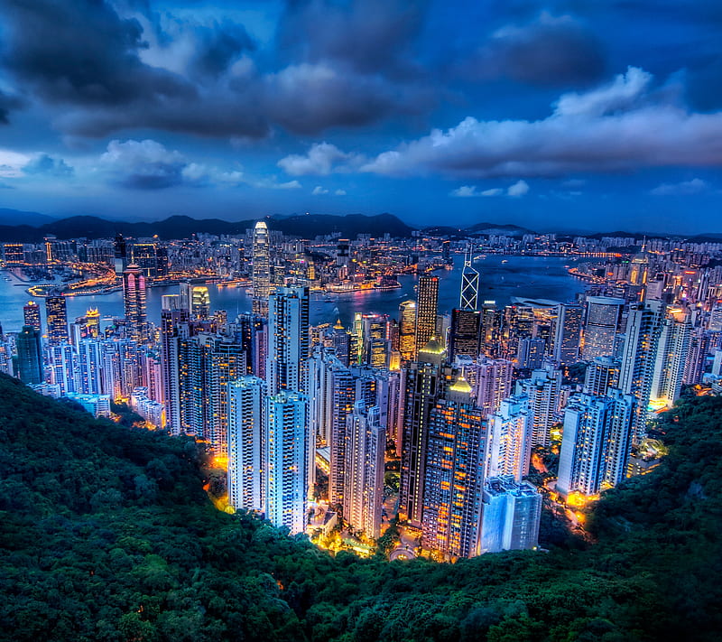 Hong Kong, asia, china, city, mountain, view, HD wallpaper