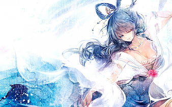 Magical Praying Anime Water Goddess Illustration