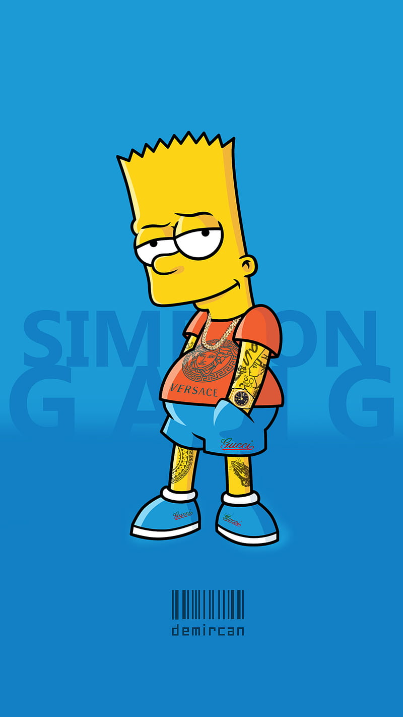 How to draw bart simpson tattooed step by step 