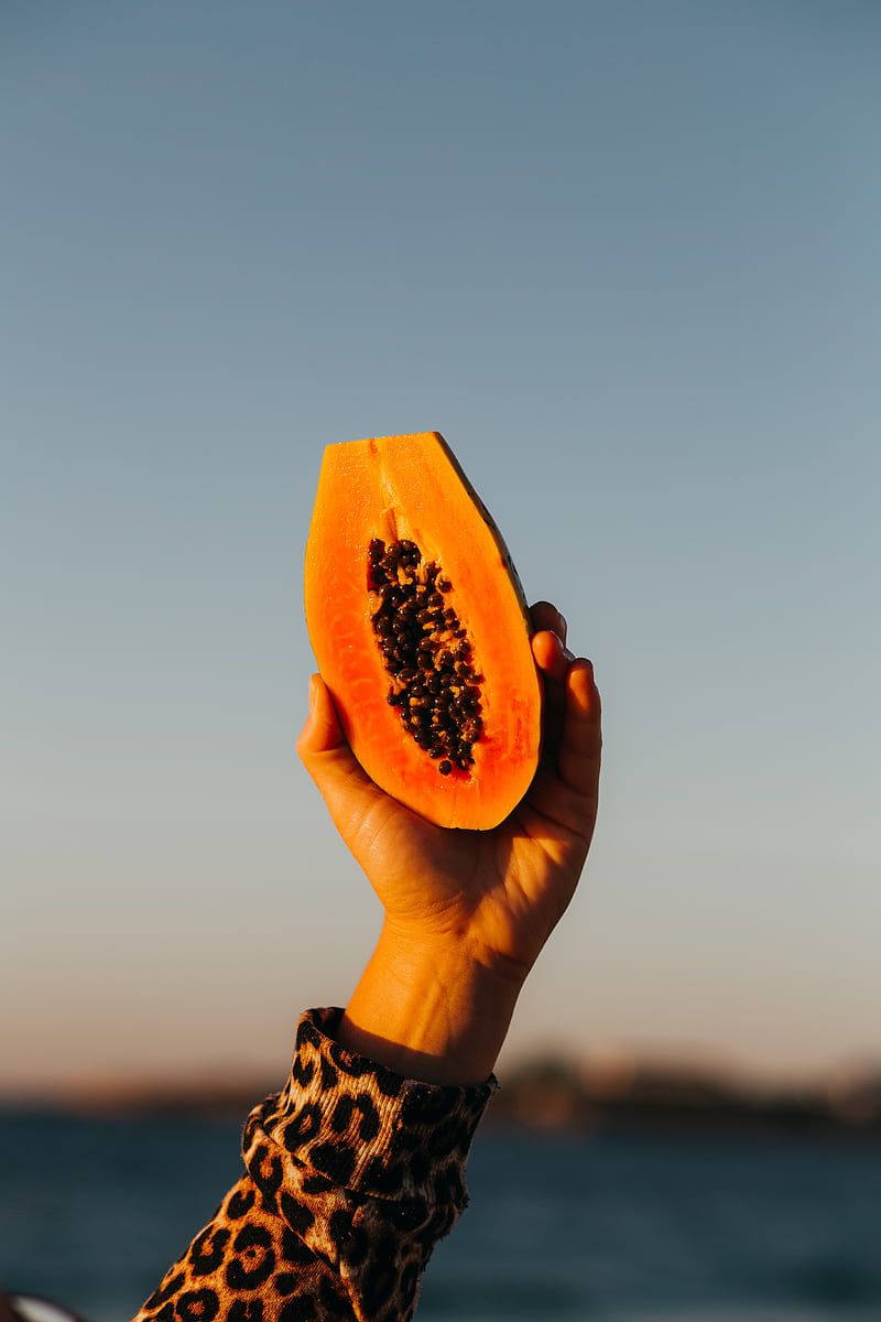 Papaya, fruit, exotic, hand, HD phone wallpaper | Peakpx