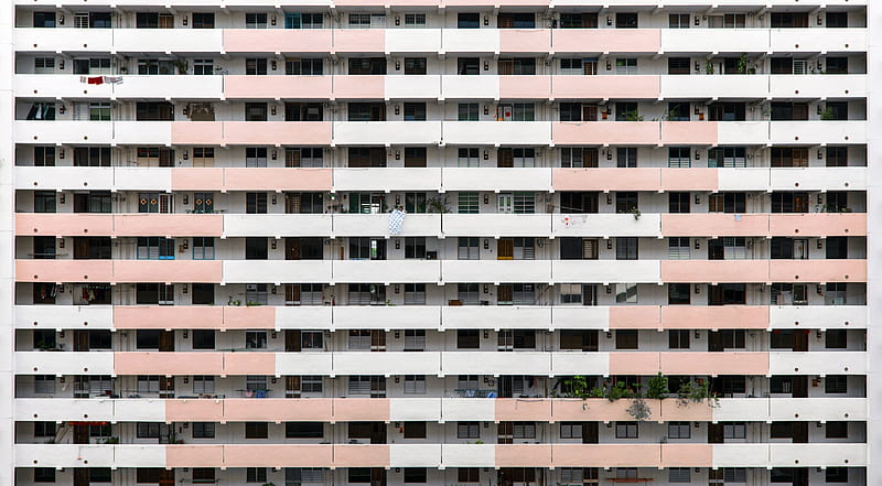 Old Apartment Building Ultra, Architecture, City, White, Building, Asia, High, Pattern, Center, Surface, Concrete, Singapore, Block, Balcony, facade, flat, rectangle, HD wallpaper