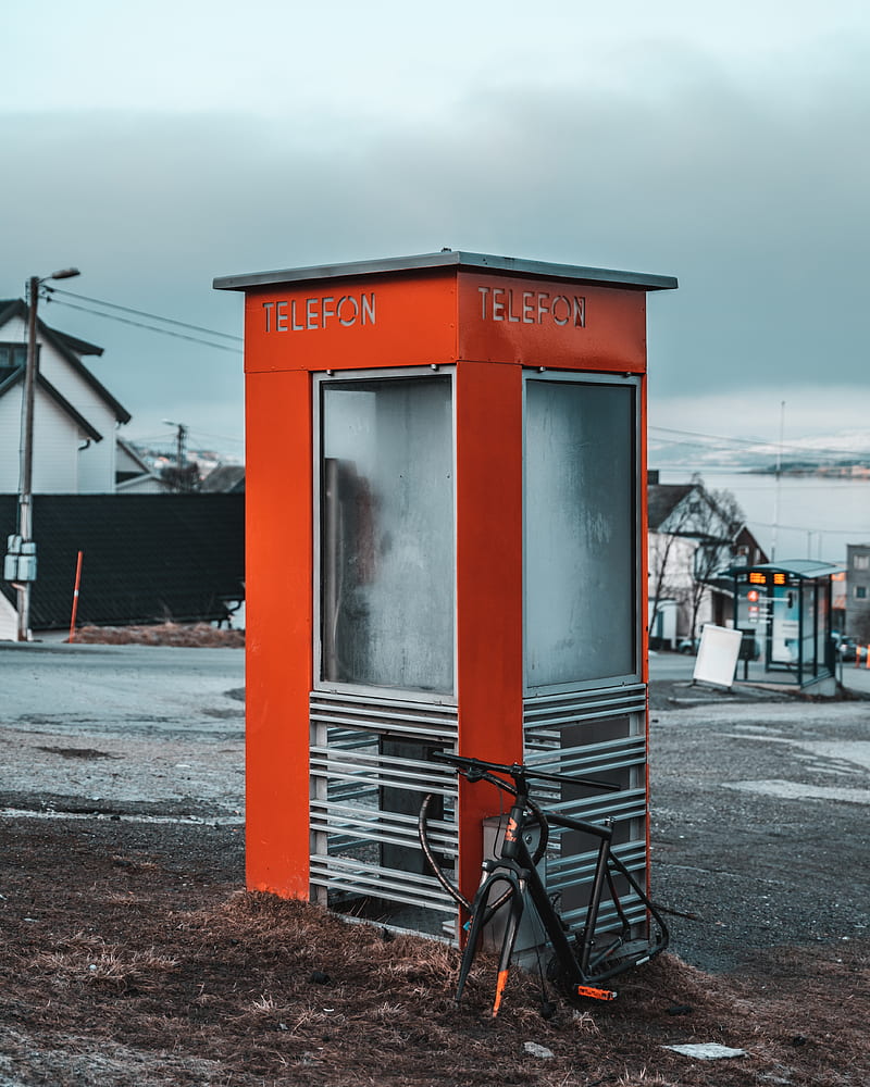 telephone booth, dark weather, City, HD phone wallpaper