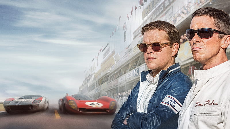 Movie, Ford v Ferrari, Christian Bale, Matt Damon, HD wallpaper