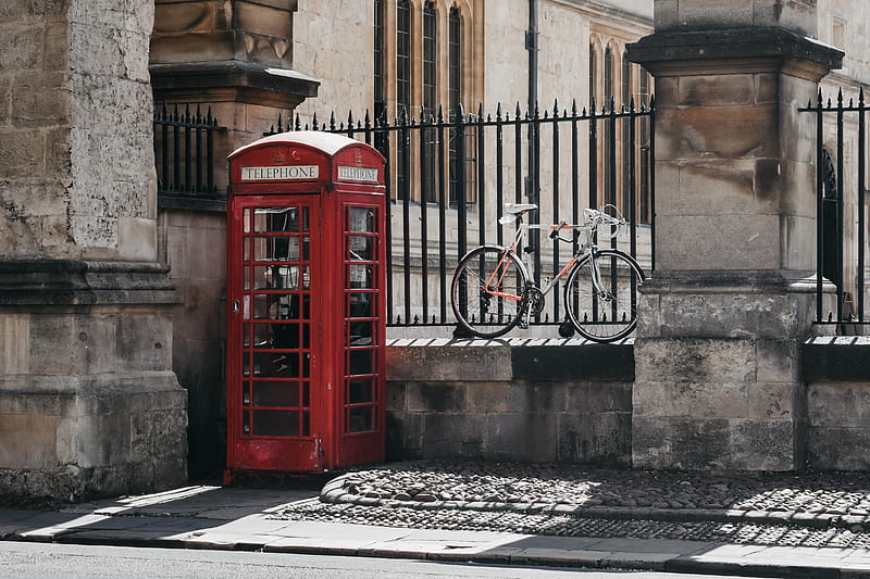 red telephone booth, HD wallpaper