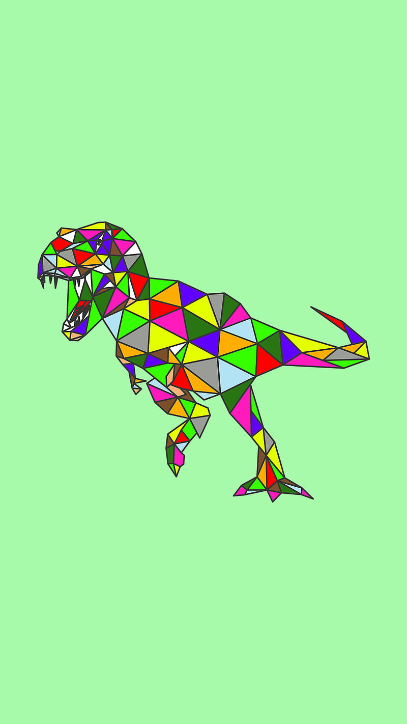 Dinosaur T-rex, DimDom, Dinosaur, Tyrannosaurus rex, animal, colorful, cute, geometric, low poly, HD phone wallpaper