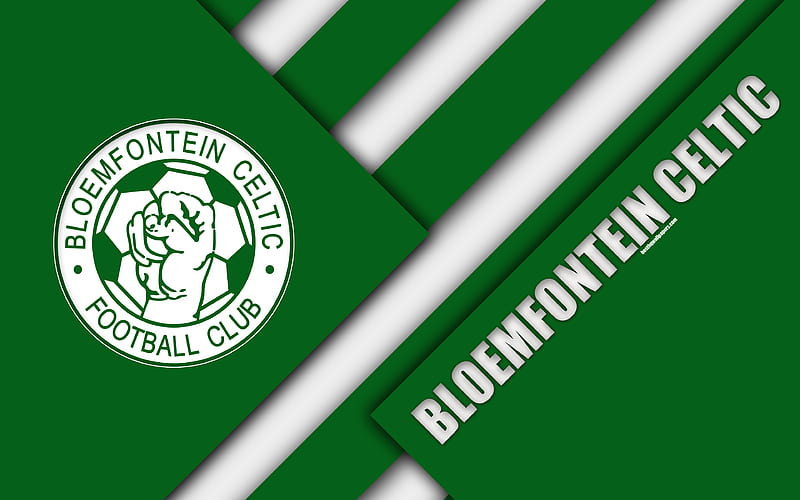 Bloemfontein Celtic FC South African Football Club, logo, green white abstraction, material design, Bloemfontein, South Africa, Premier Soccer League, football, HD wallpaper