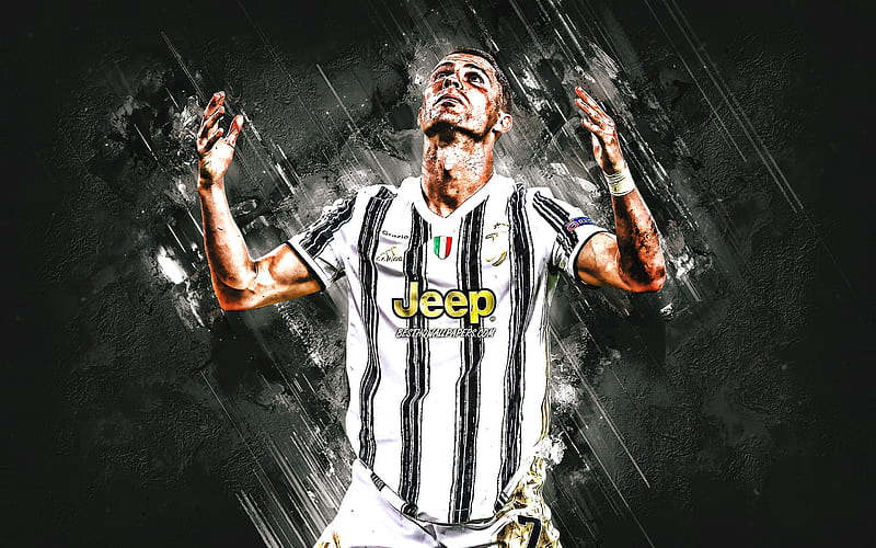 Cristiano Ronaldo, CR7, Juventus FC, portrait, gray stone background, Serie A, Italy, football, world football stars, HD wallpaper