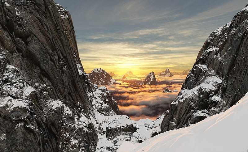 Scenery Snow Mountains, mountains, nature, scenery, snow, HD wallpaper