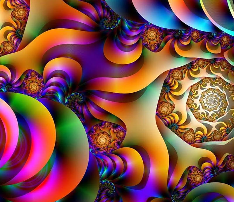 More Swirls of Lovely Colours, rich, pinks, blues, oranges, HD wallpaper