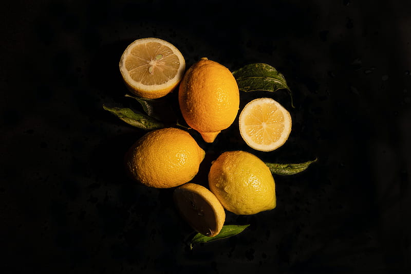 lemons, fruit, citrus, yellow, wet, HD wallpaper
