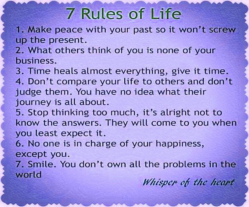 7 rules of life, poster, message, seven, rules, HD wallpaper