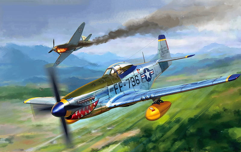 watercolor World War II Aircraft War Thunder North American P 51 Mustang  HD Wallpapers  Desktop and Mobile Images  Photos