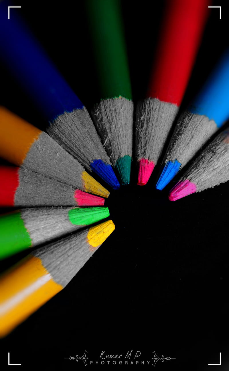 colorful, selective coloring, graphy, pencils, HD phone wallpaper