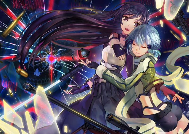 Anime characters holding weapons digital wallpaper girl love game long  hair HD wallpaper  Wallpaperbetter
