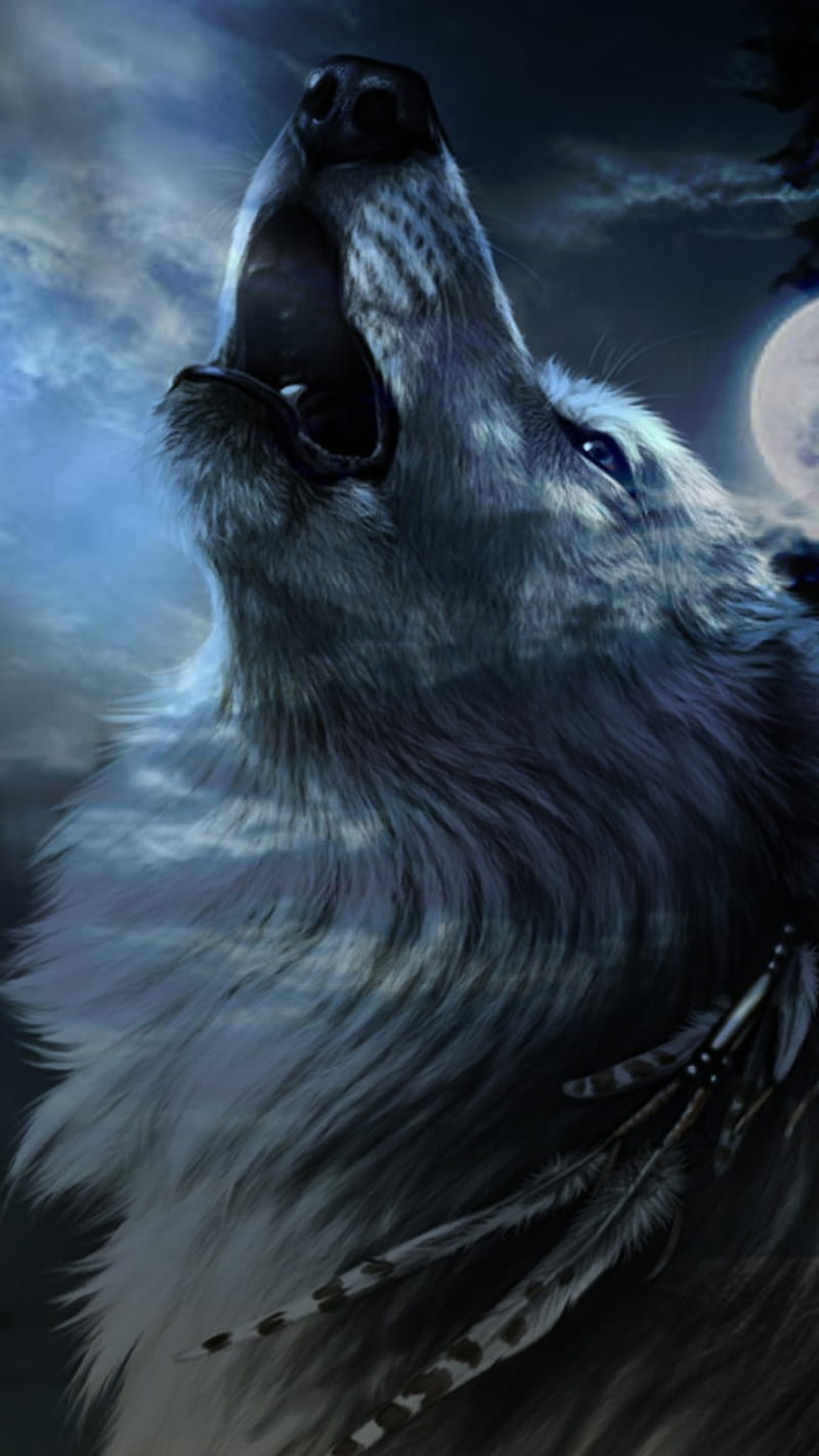 Moonlights serenity, dark, howl, moon, wolf, HD phone wallpaper